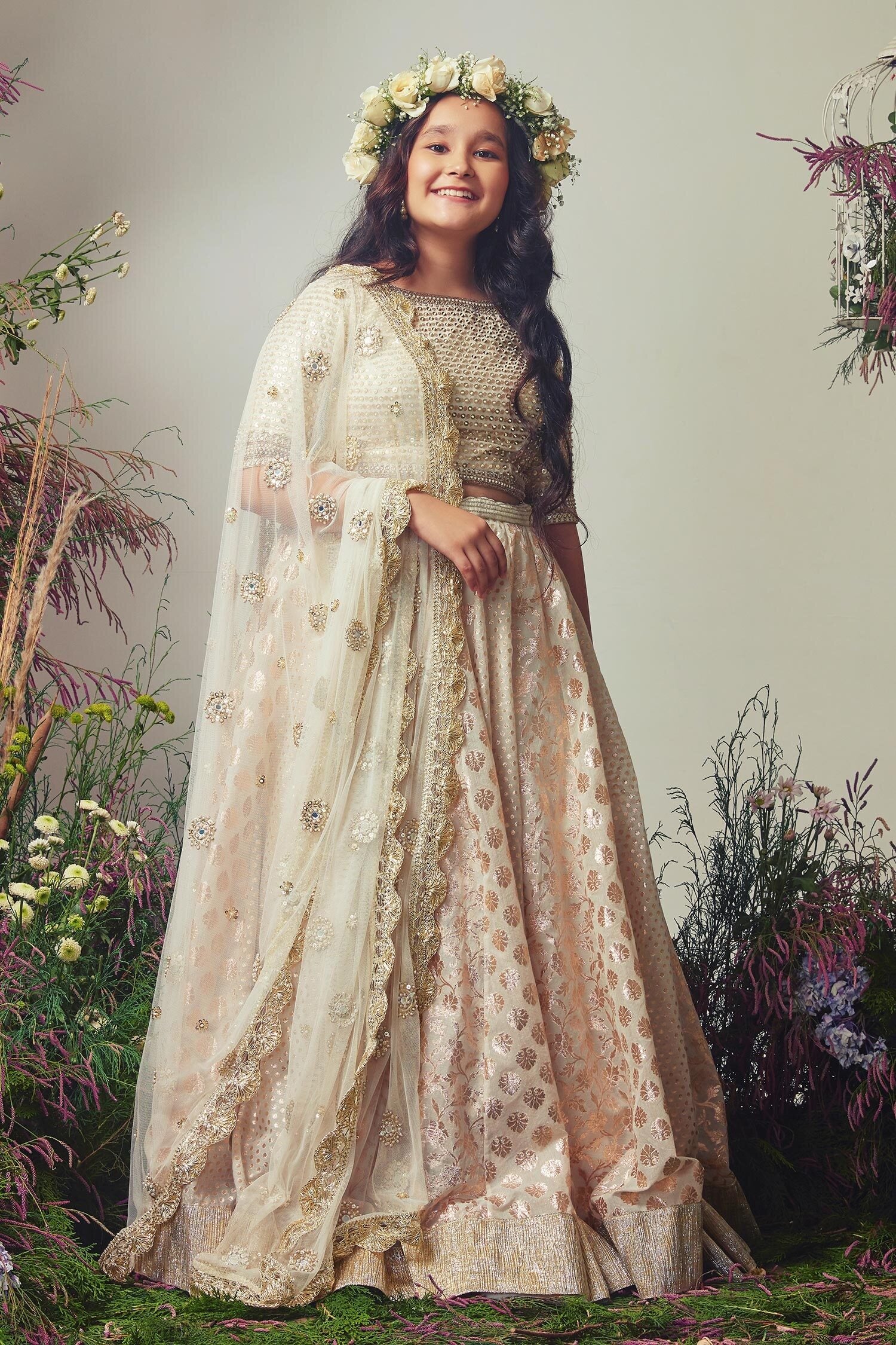 Designer Embroidered lehenga with blouse and dupatta by Priyanka Jain Online at Scrollnshops